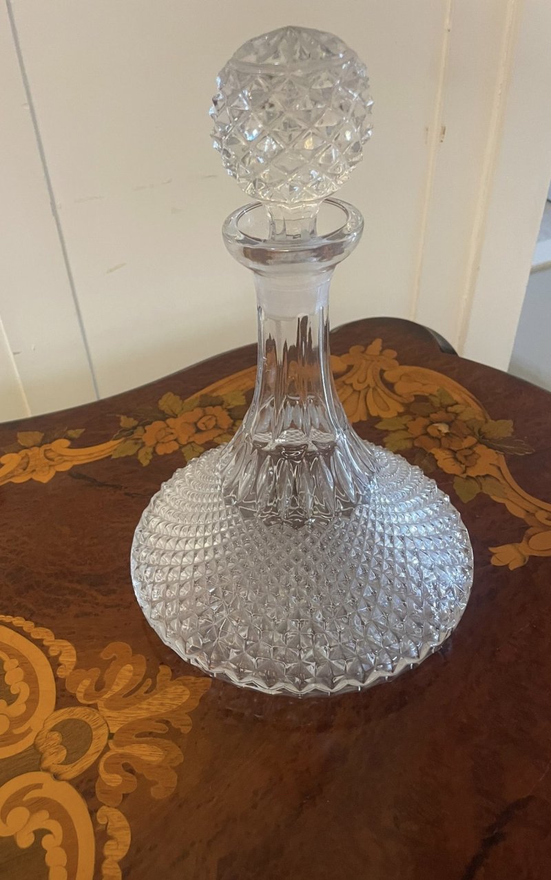 Antique Edwardian Quality Cut Glass Ships Decanter - Image 2